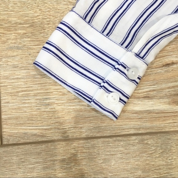 Lush Stripe High-Low Button-Down Tie Front Shirt S - Picture 7 of 8